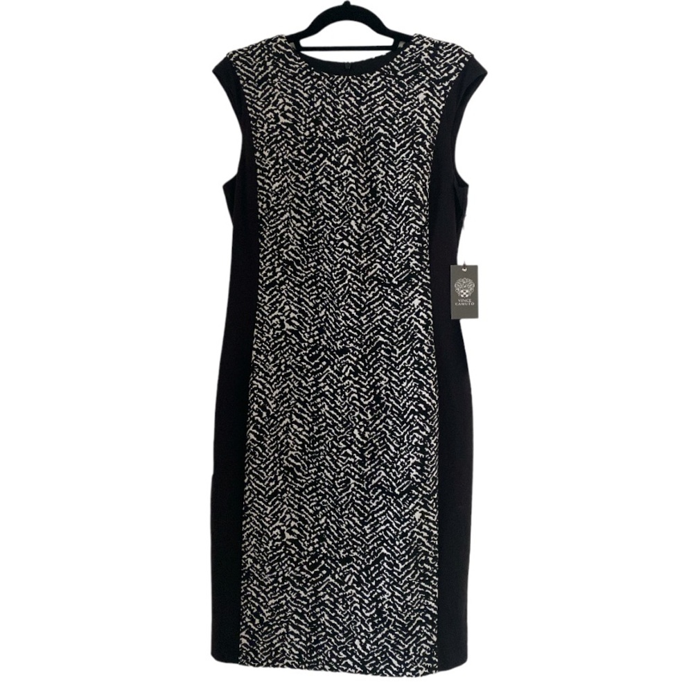 NWT Vince Camuto Black White Professional Cap Sleeve Dress